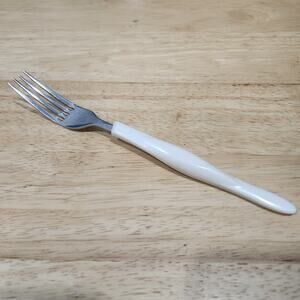 One CUTCO Dinner Fork Stainless Pearl White Handle USA 8"